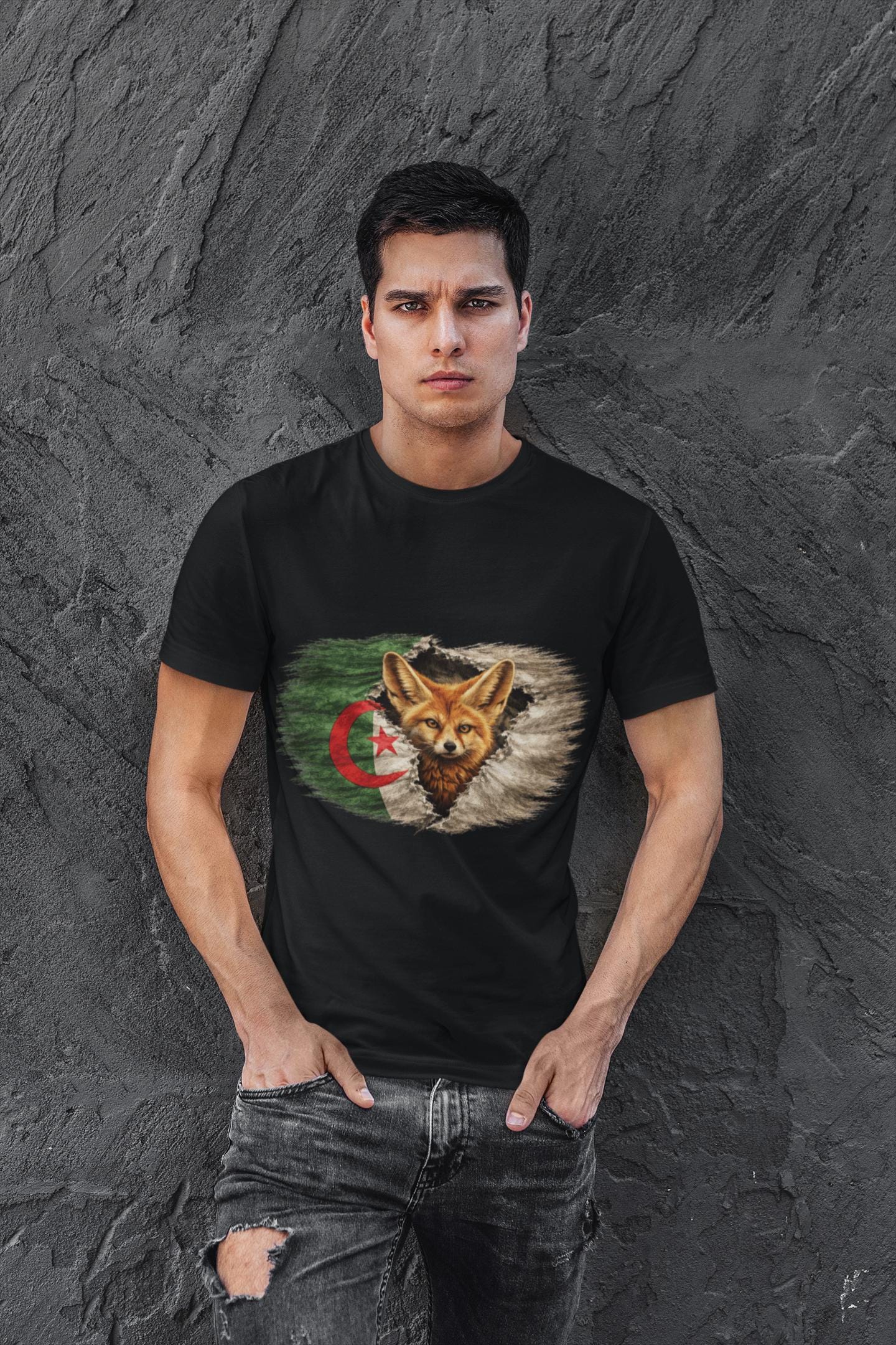Algeria Fennec Fox Flag Shirt | Algerian Desert Fox Patriotic Wildlife Heritage Design