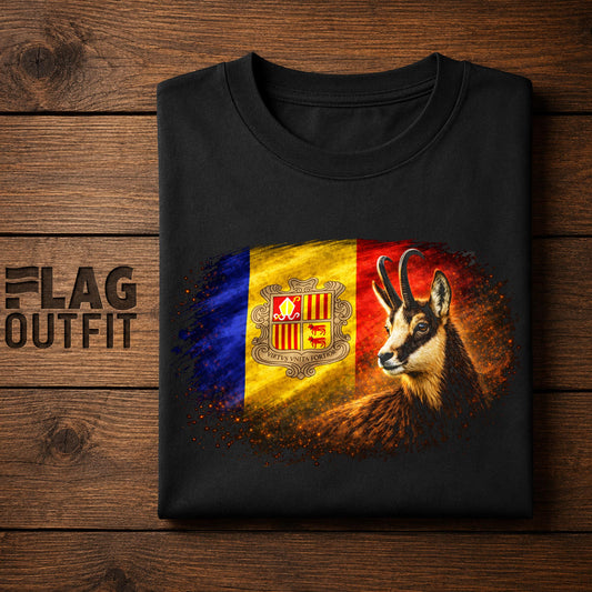 Andorra Flag Chamois Shirt | Andorran Pyrenean Wildlife Patriotic Heritage Design