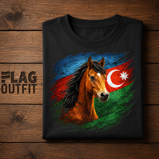 Azerbaijan Vintage Flag Karabakh Horse Shirt | Azerbaijani Patriotic Heritage Graphic Tee