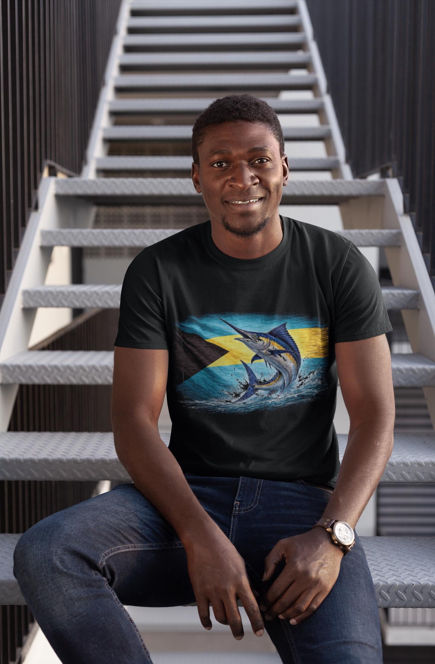 Bahamas Vintage Flag Blue Marlin Shirt | Bahamian Patriotic Heritage Graphic Tee