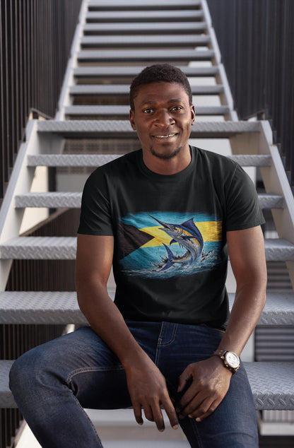 Bahamas Vintage Flag Blue Marlin Shirt | Bahamian Patriotic Heritage Graphic Tee