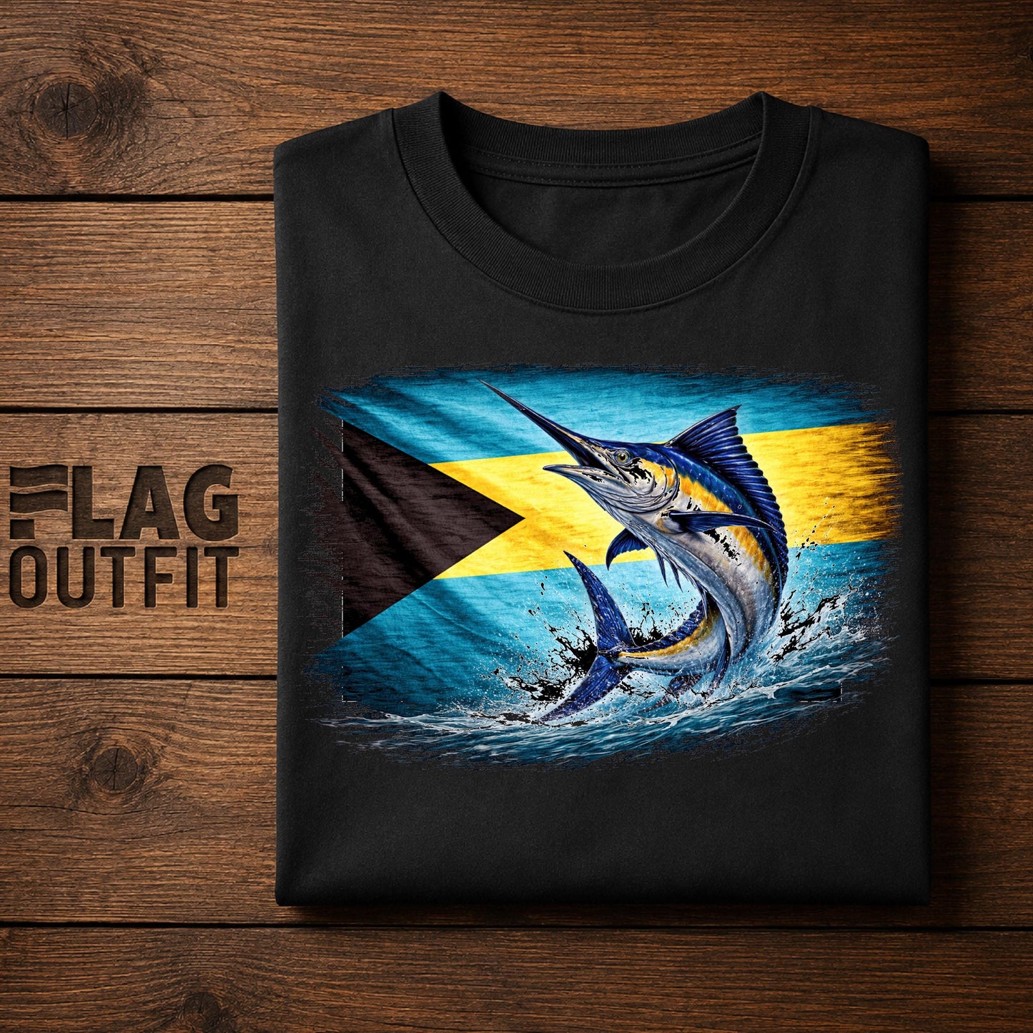 Bahamas Vintage Flag Blue Marlin Shirt | Bahamian Patriotic Heritage Graphic Tee