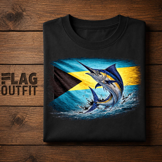 Bahamas Vintage Flag Blue Marlin Shirt | Bahamian Patriotic Heritage Graphic Tee