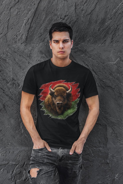 Belarus Vintage Flag European Bison Shirt | Belarusian Patriotic Heritage Graphic Tee
