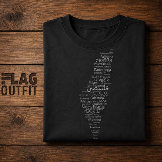 Palestine in World Languages T-Shirt | Multilingual Palestine Map | Palestinian Heritage Tee | Cultural Gift