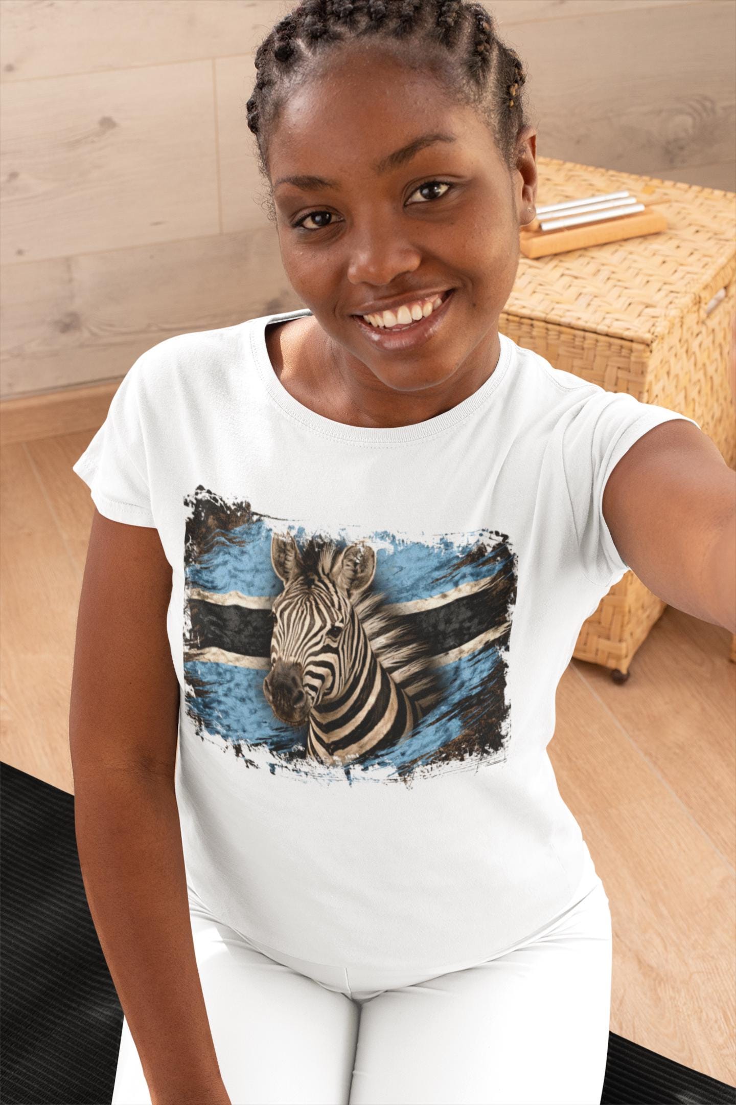 Botswana Vintage Flag Zebra Shirt | Botswana Pride Graphic Tee | Heritage Gift