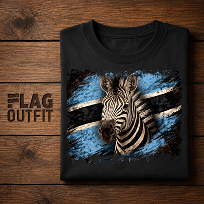 Botswana Vintage Flag Zebra Shirt | Botswana Pride Graphic Tee | Heritage Gift