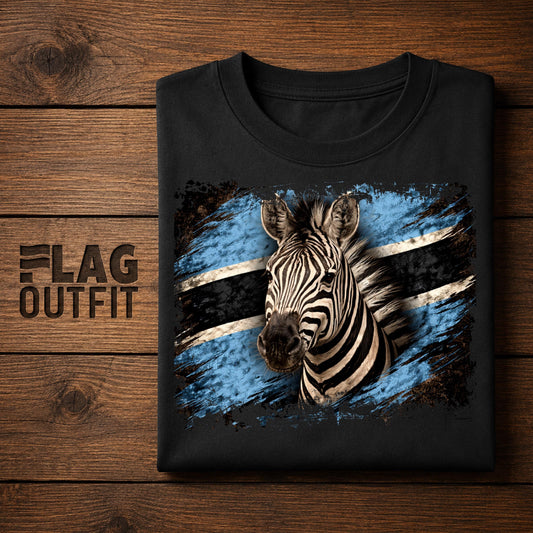 Botswana Vintage Flag Zebra Shirt | Botswana Pride Graphic Tee | Heritage Gift