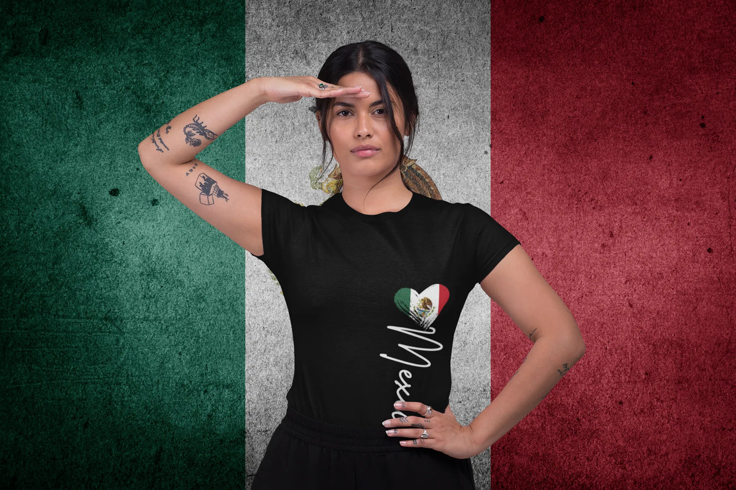 Mexico Flag Heart Design – Mexican Pride Vintage Grunge Style