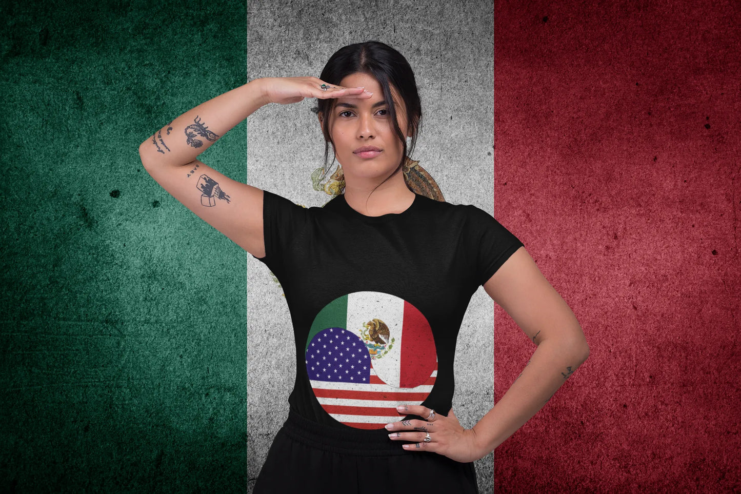 Mexico USA Flag Design – Mexican American Pride Vintage Style