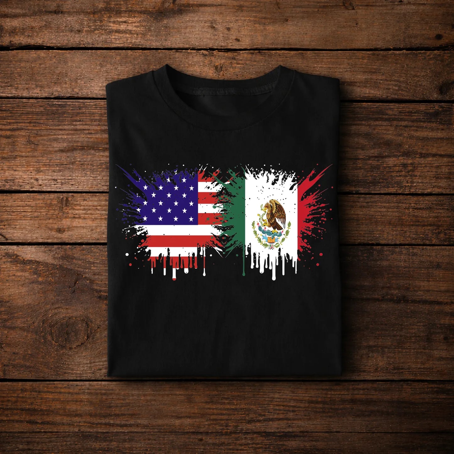 Mexico USA Flag Grunge Design – Mexican American Pride Style