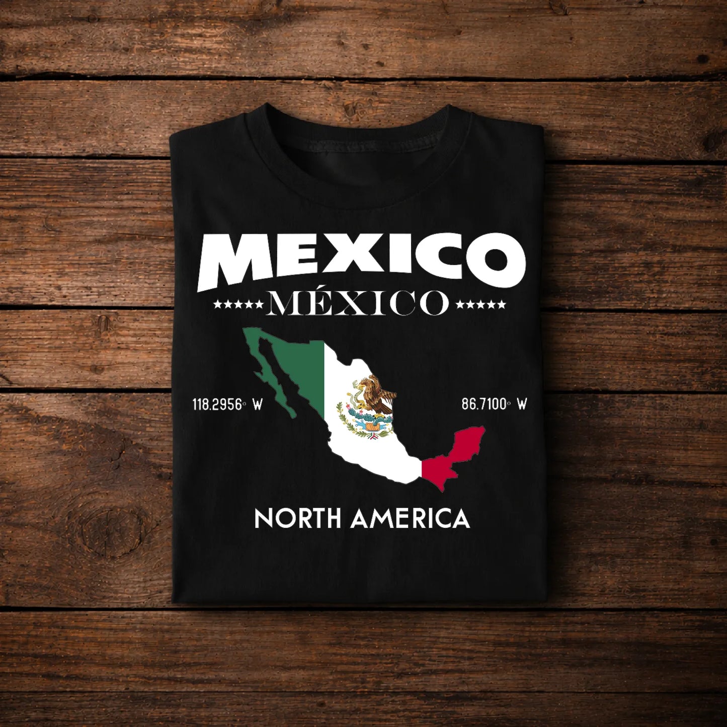 Mexico Map Coordinates Design – Mexican Pride North America Style