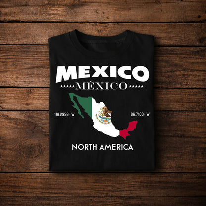 Mexico Map Coordinates Design – Mexican Pride North America Style