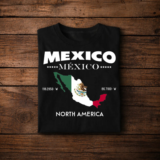 Mexico Map Coordinates Design – Mexican Pride North America Style