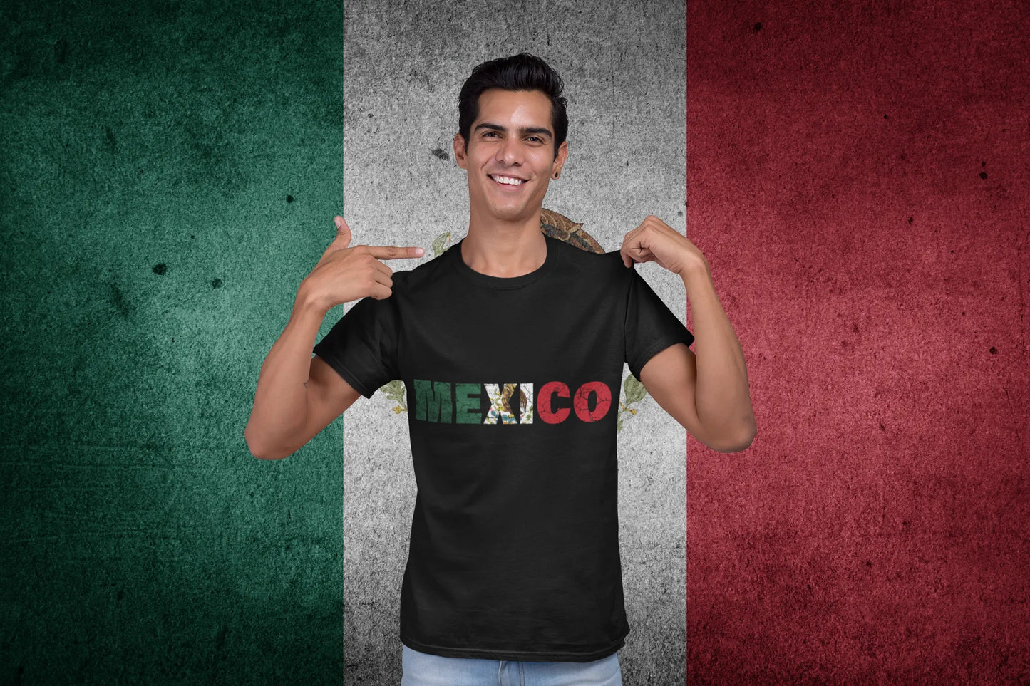 Mexico Flag Text Design – Mexican Pride Vintage Style