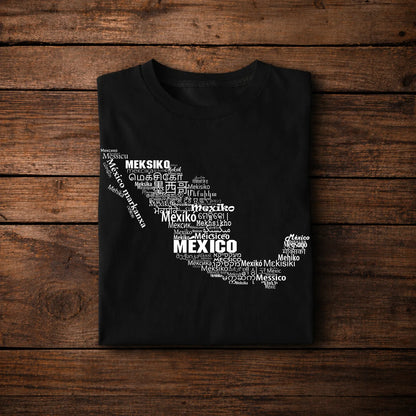 Mexico Name Languages Map Design – Multilingual Mexico Typography Style