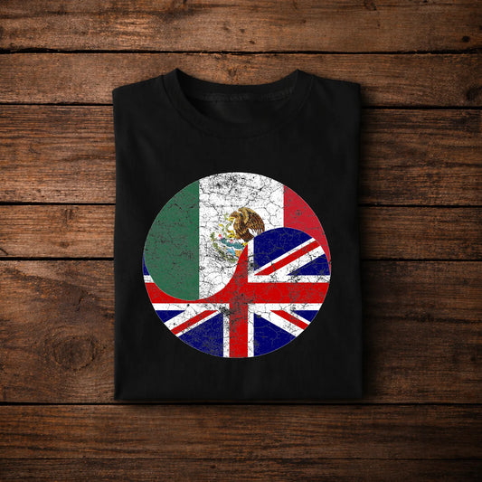 Mexico UK Flag Fusion Shirt – Vintage Grunge Mexican British Pride