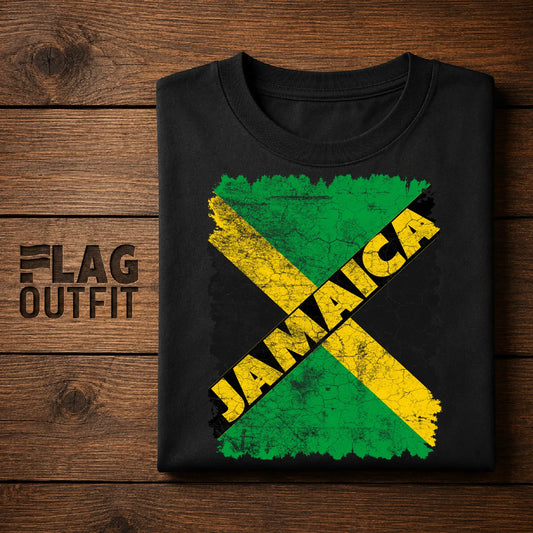 Vintage Jamaica Flag Shirt, Jamaican Pride, Retro Jamaica Flag Design, Black Green Gold Jamaican Heritage