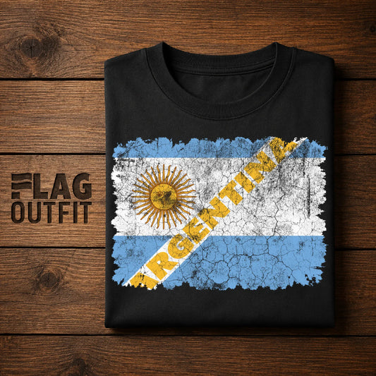 Vintage Argentina Flag Shirt, Argentina Pride, Argentine Heritage, Sun of May, Retro Distressed Flag Design
