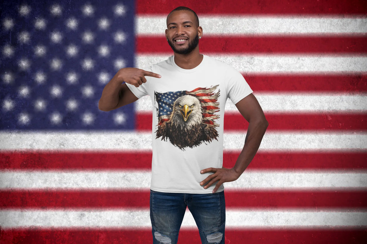 Bald Eagle American Flag T-Shirt – Patriotic USA Freedom Shirt, Independence 1776 Tee, 4th of July Gift