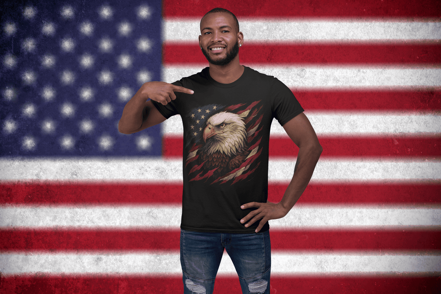 Bald Eagle American Flag T-Shirt – Patriotic USA Shirt, 4th of July Freedom Tee