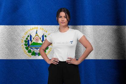 Phonetic 'El Salvador' Art T-Shirt with Salvadoran Flag Heart