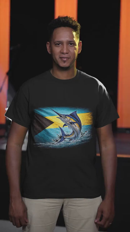 Bahamas Vintage Flag Blue Marlin Shirt | Bahamian Patriotic Heritage Graphic Tee
