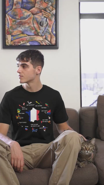 Overseas France Map Shirt, French Overseas Territories Map, French Guiana Guadeloupe Réunion Mayotte New Caledonia Gift