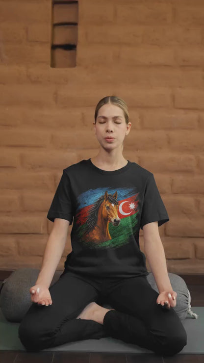 Azerbaijan Vintage Flag Karabakh Horse Shirt | Azerbaijani Patriotic Heritage Graphic Tee