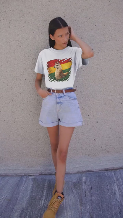 Bolivia Vintage Flag Llama Shirt | Bolivian Patriotic Heritage Graphic Tee