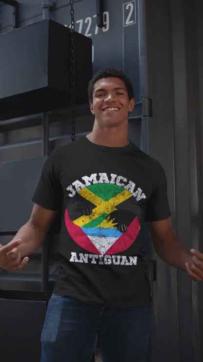 Jamaican Antigua Friendship Shirt, Jamaica Antigua Flag Face, Jamaican Antiguan Pride Gift, Caribbean Unity Design