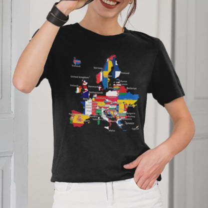 Europe Map with Flags T-Shirt - Detailed European Geography & Travel Art