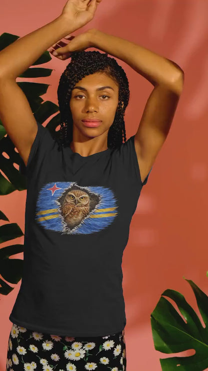 Aruba Vintage Flag Burrowing Owl Shirt | Aruban Patriotic Heritage Graphic Tee