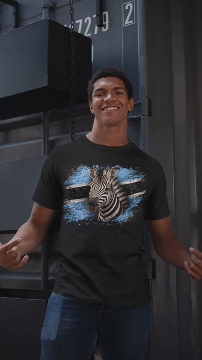 Botswana Vintage Flag Zebra Shirt | Botswana Pride Graphic Tee | Heritage Gift