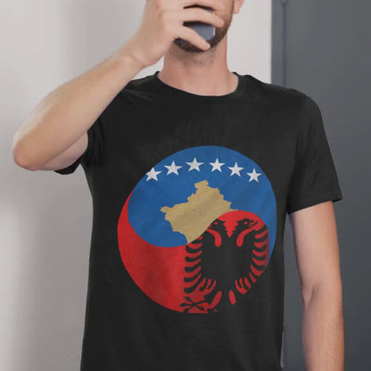 Kosovo and Albania Dual Heritage Apparel - Map & Eagle Flag Mashup Art