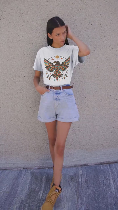 Geometric Tribal Eagle T-Shirt - Southwestern Boho Spirit Animal Art