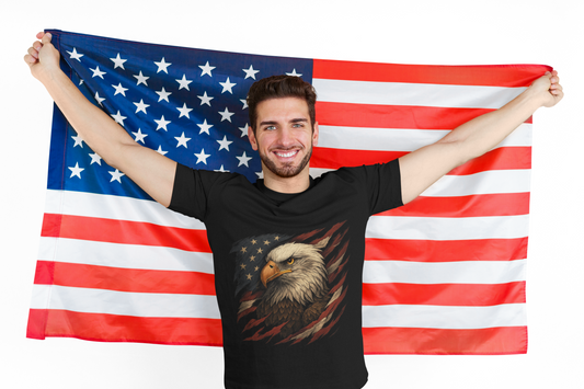 Bald Eagle American Flag T-Shirt – Patriotic USA Shirt, 4th of July Freedom Tee