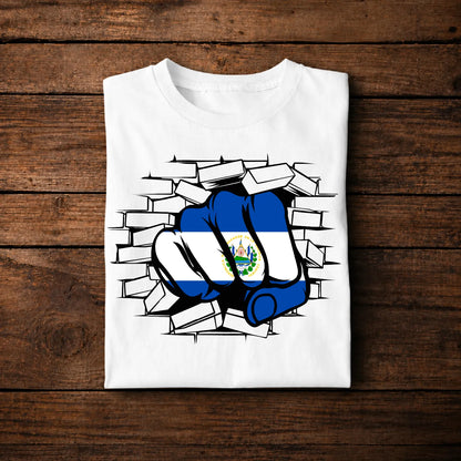 El Salvador Flag Fist Patriotic T-Shirt