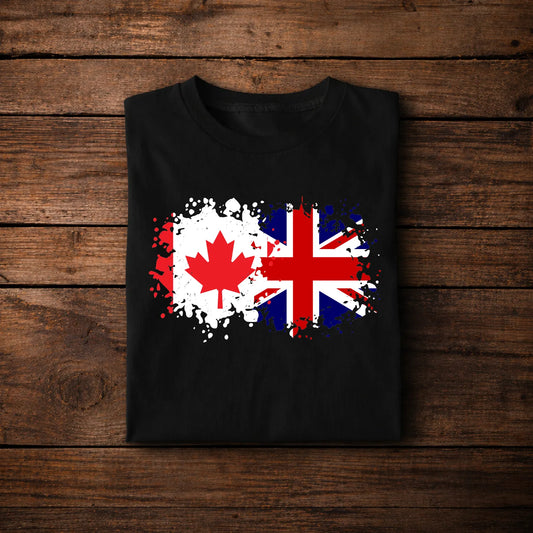 Canada UK Flag T-Shirt – British Canadian Pride Shirt, Minimalist Union Jack Maple Leaf Tee