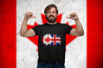 Canada UK Flag T-Shirt – British Canadian Pride Shirt, Minimalist Union Jack Maple Leaf Tee