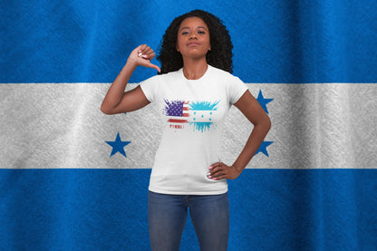 USA Honduras Flag Shirt | American Honduran Pride Paint Splash Graphic Tee