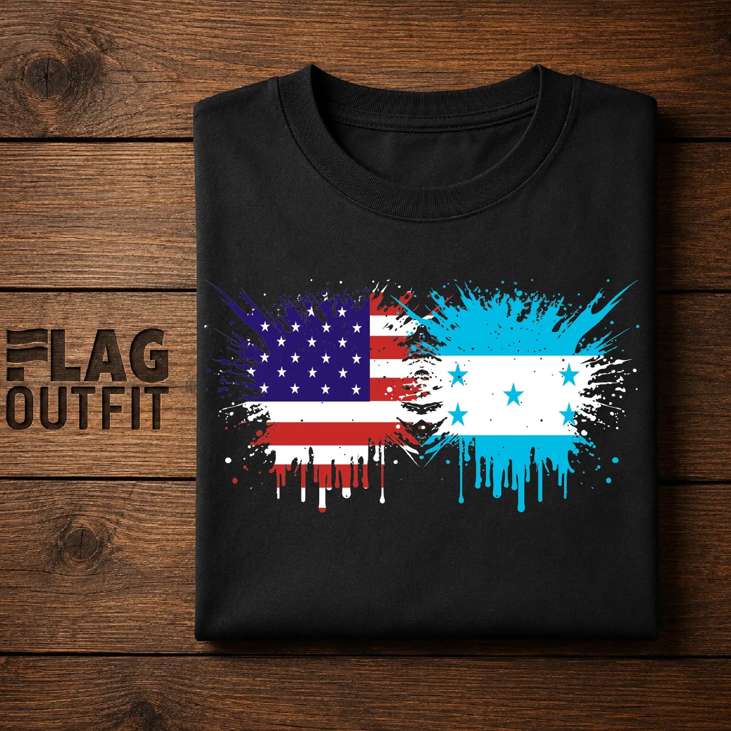USA Honduras Flag Shirt | American Honduran Pride Paint Splash Graphic Tee