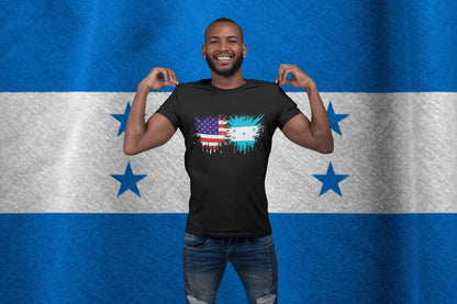 USA Honduras Flag Shirt | American Honduran Pride Paint Splash Graphic Tee