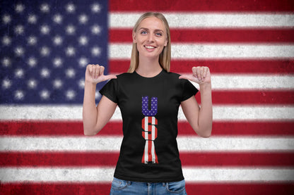 USA Vertical Design T-Shirt 🇺🇸 | Unique American Flag Letters Tee