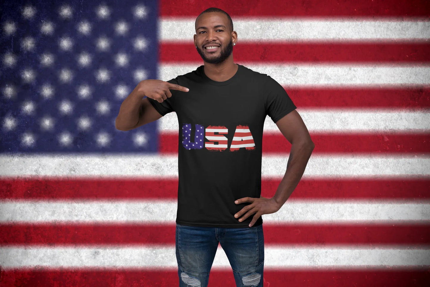 USA American Flag T-Shirt 🇺🇸 | Bold Patriotic USA Letters Tee