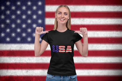 USA American Flag T-Shirt 🇺🇸 | Bold Patriotic USA Letters Tee