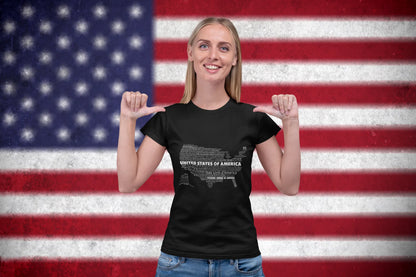 USA Map Typography T-Shirt – United States in All World Languages | Unique Global Design Tee